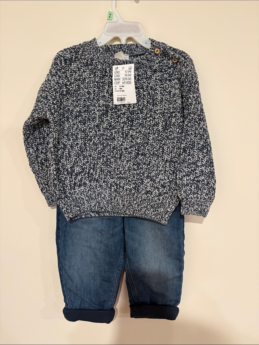 New H&M US 18 month sweater and US 18 month adjustable jeans